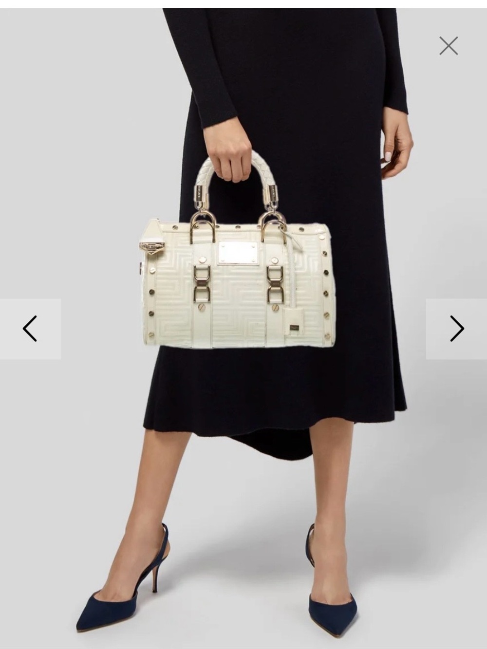 Versace white Quilted Satchel with Gold Hardware